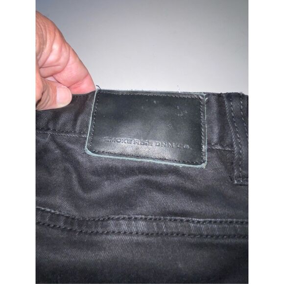 Smoke‎ Rise Jeans Mens Size 42 x 32 Denim Black Distressed Moto Grunge Straight - Picture 2 of 9